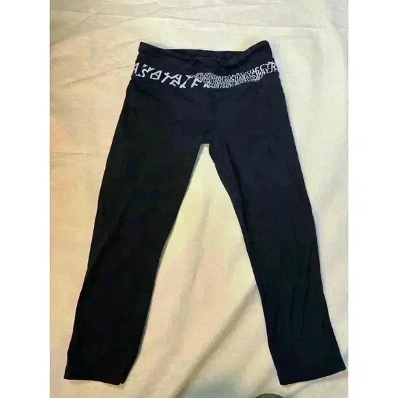 Lululemon Waist Cropped Leggings Women's‎ Size 6 Black Graphic Waist 26” - Picture 1 of 7